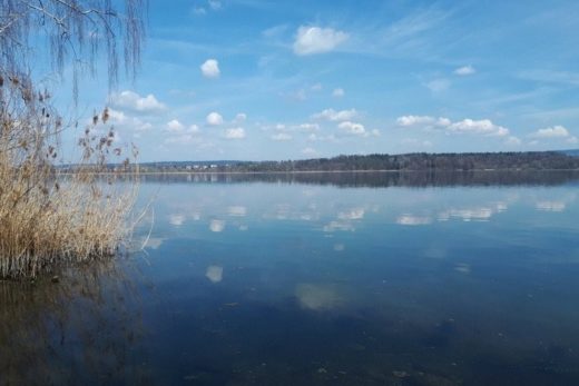Greifensee - die Wolken spiegeln sich im Wasser.
