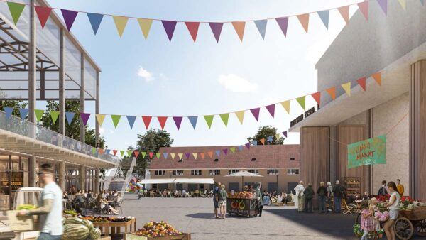 Visualisierung des geplanten Regals auf dem Zeughaus